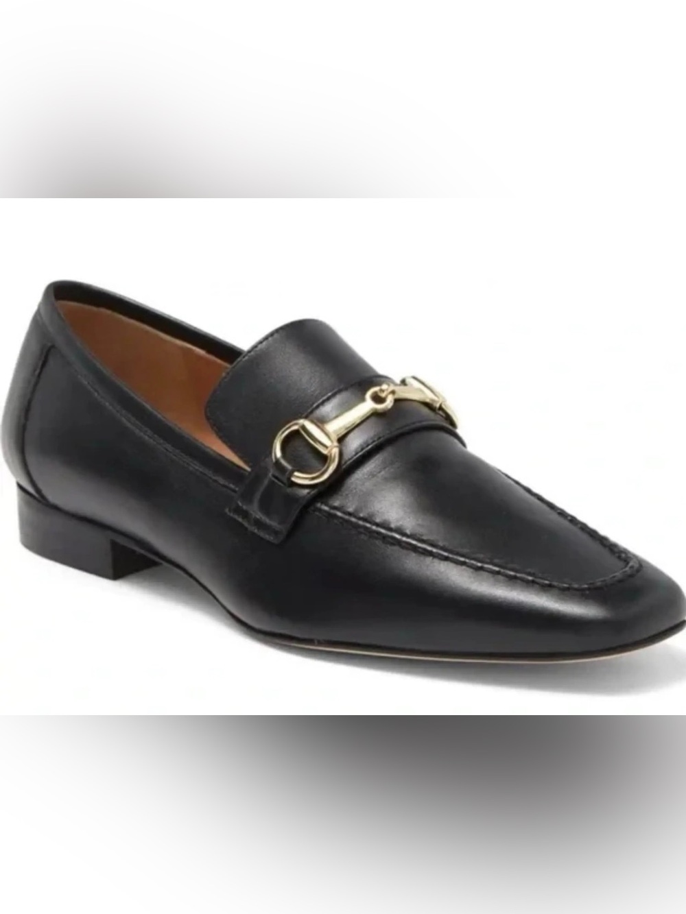 Bruno Magli Black Leather Bit Loafers With Gold Hardware